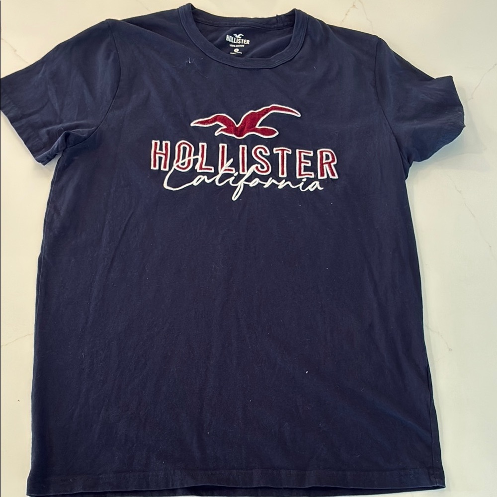 Hollister Dark Blue Tee with Red Logo